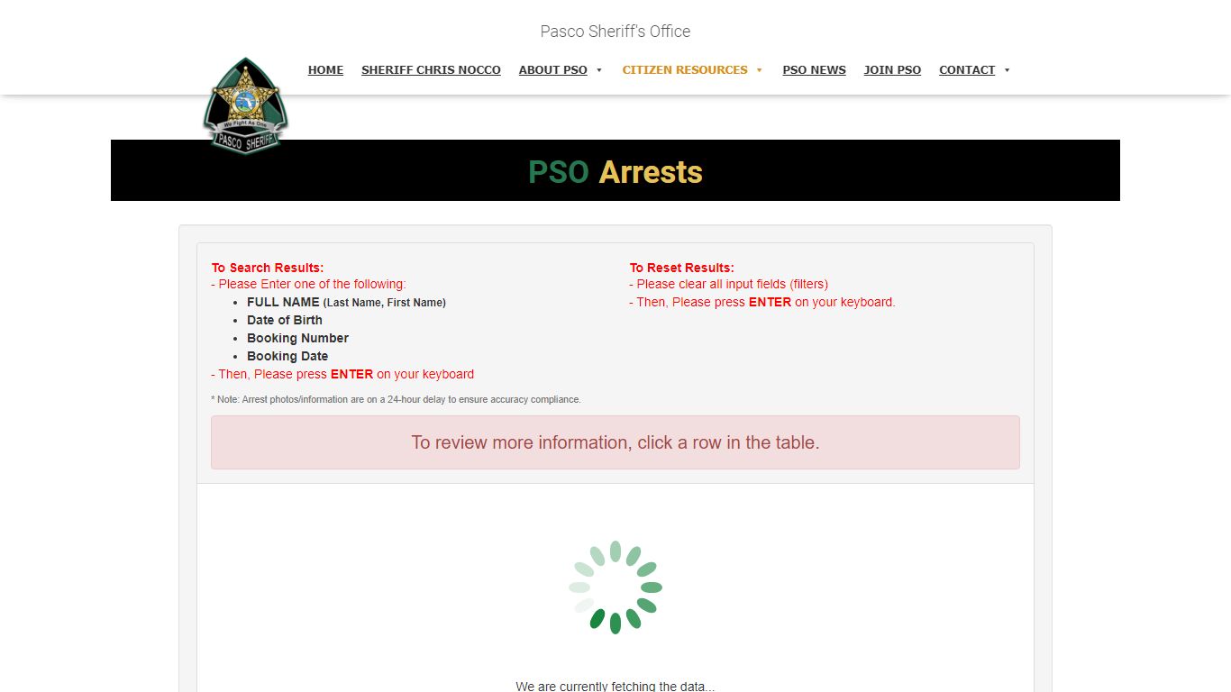 PSO Arrests - Pasco County Sheriff's Office